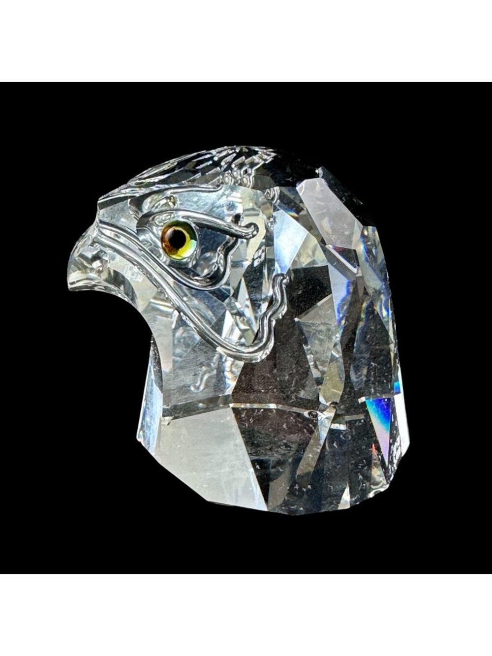 Swarovski Crystal Falcon Eagle Head Miniature Made in Austria Vintage 1980s